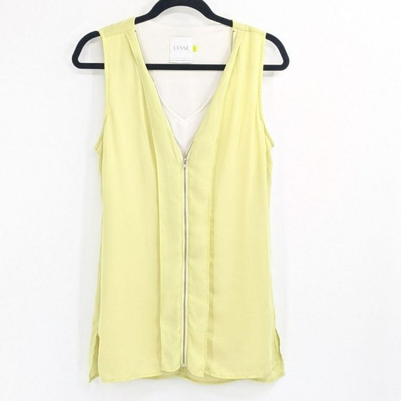 Lysse Chiffon Zip Front Tank Top Sleeveless size Small - Picture 1 of 4